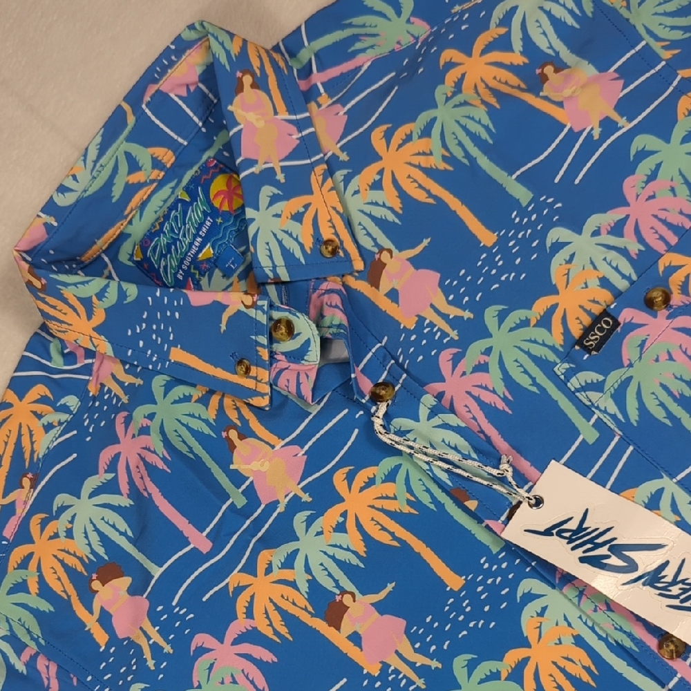 NEW Southern Shirt Co‎ Get Lei'd Mens Hawaiian Hula Tropical Shirt Size Large